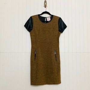 Romeo & Juliet Faux Leather Trim Tweed Dress